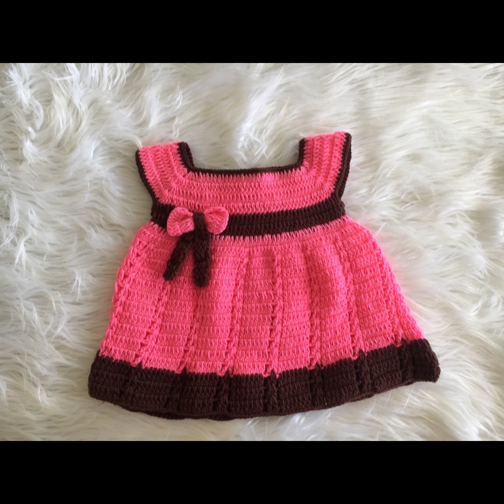 Handmade crochet frock for baby girl